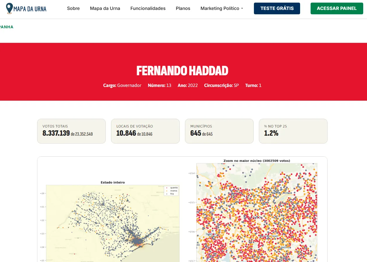 Print do Relatório da Coordenação da Campanha do Mapa da Urna
